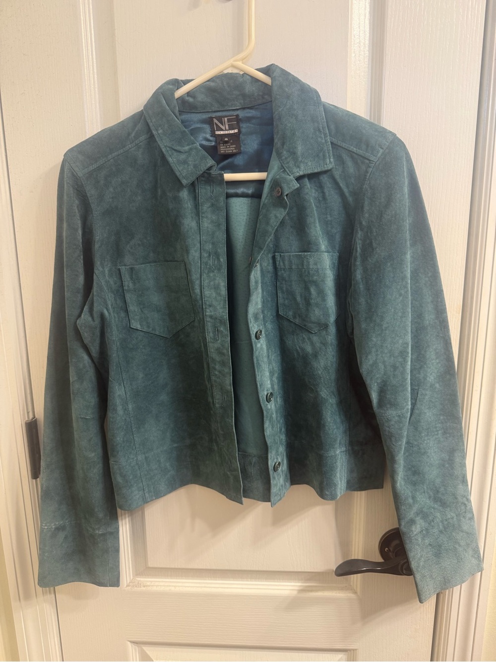 New Frontier Teal Suede Button-Front Jacket - Women's